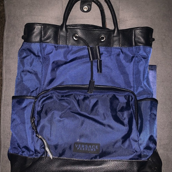 Versace Parfums Bag Backpack Blue Black Drawstring Perfumes Duffle Overnight - Picture 2 of 2